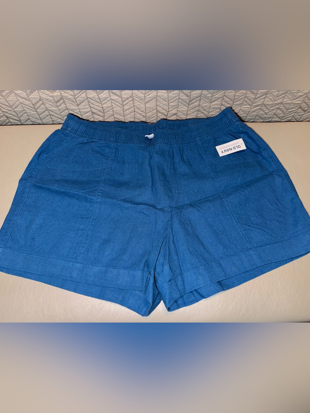 Old Navy Women’s Royal Blue High-Waist Linen-Blend Shorts